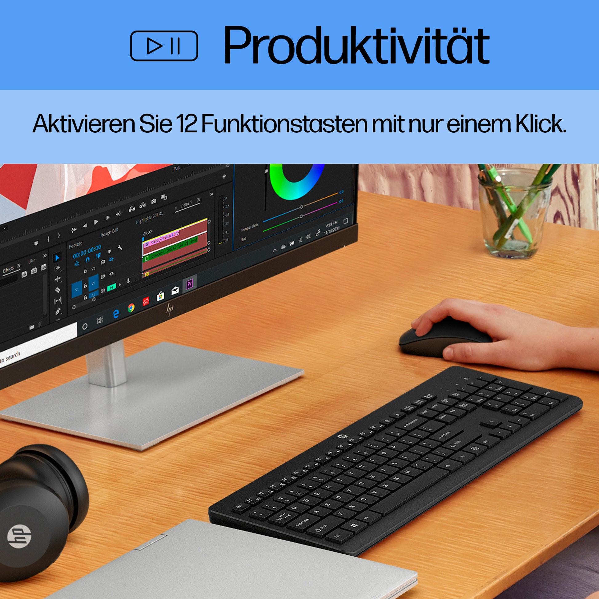 HP 230 – Tastatur – Membran – 2,4 GHz USB-A (Empfänger) – Schwarz