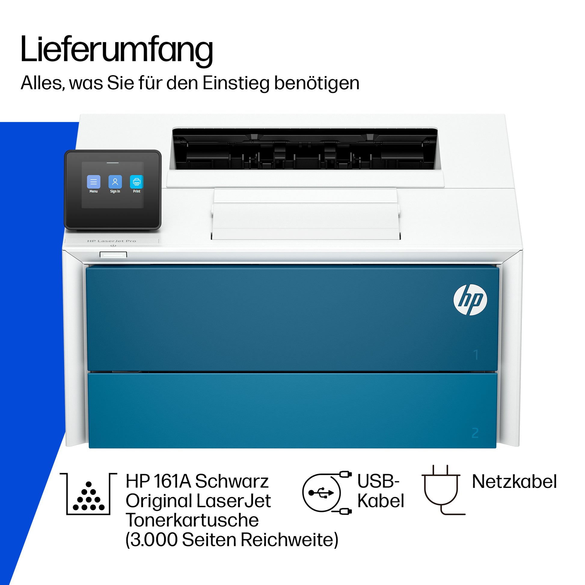 HP LaserJet Pro 4007dn – Schwarz-Weiss, A4, Duplex, WLAN, LAN, USB, 45 Seiten pro Minute