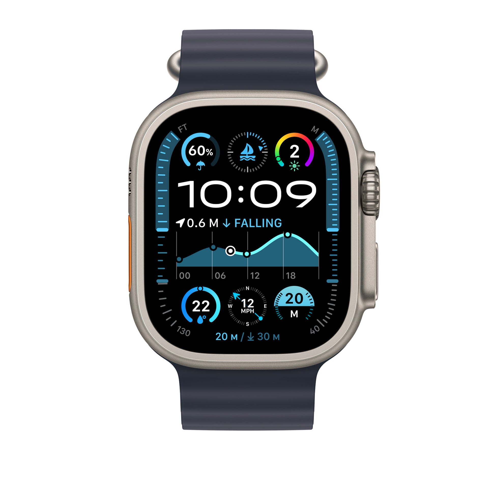 Apple Ocean Band Ext – Armband – für Apple Watch 49 mm, Marineblau, Elastomer (TPR)