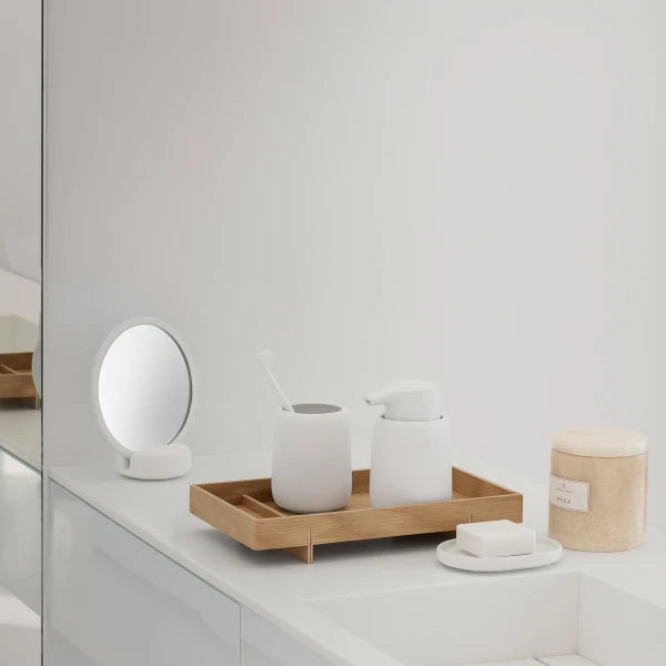 Blomus Zahnputzbecher Sono – 8,6×8,6×10,7 cm, Keramik, Weiss