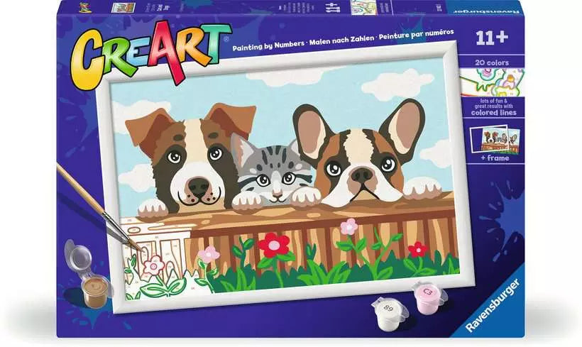 Ravensburger CreArt – Malen-nach-Zahlen-Set – Katzen und Hunde – 20 Farben – ab 11 Jahren
