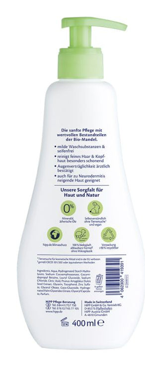 HiPP Waschgel Haut & Haar Babysanft – Pumpenflasche – 400 ml