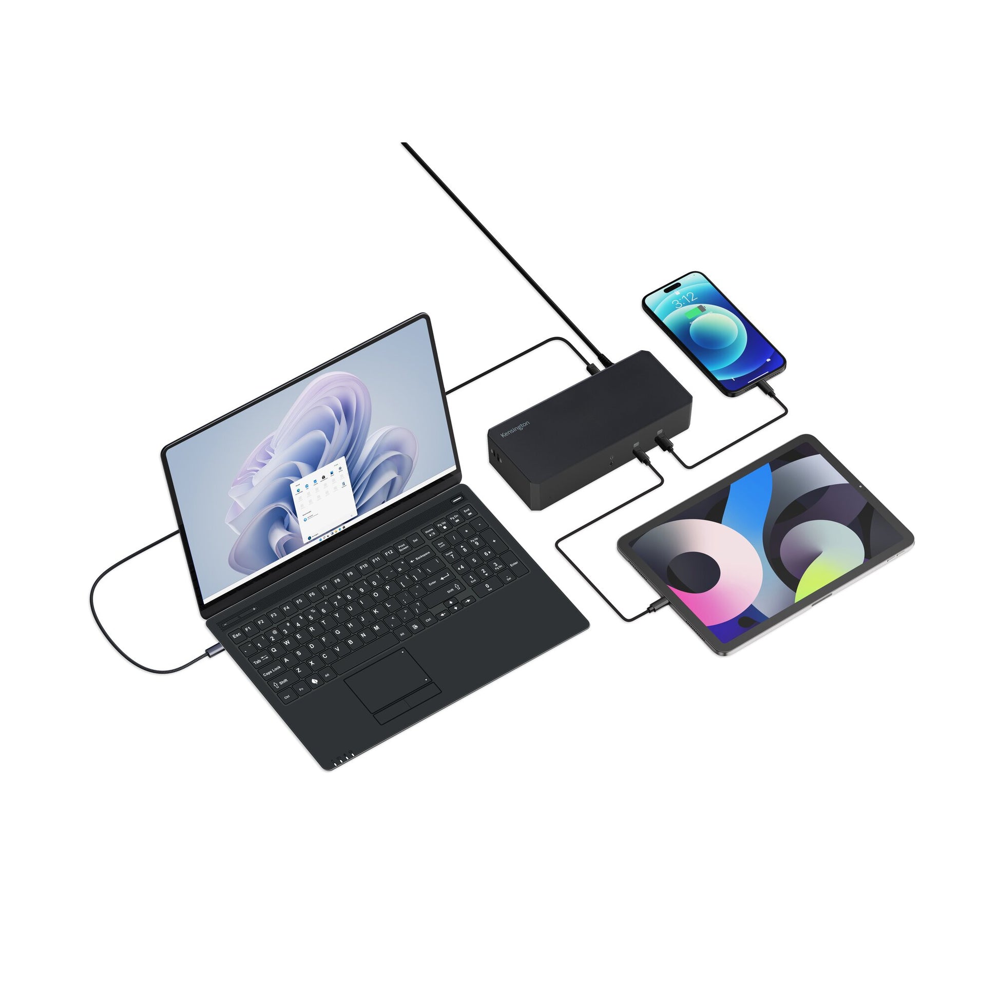 Kensington SD4843P EQ Dockingstation – USB4, 2× DP, 1× HDMI, 4× USB-A, 3× USB-C, 100 W PD, GbE, 3,5 mm Audio