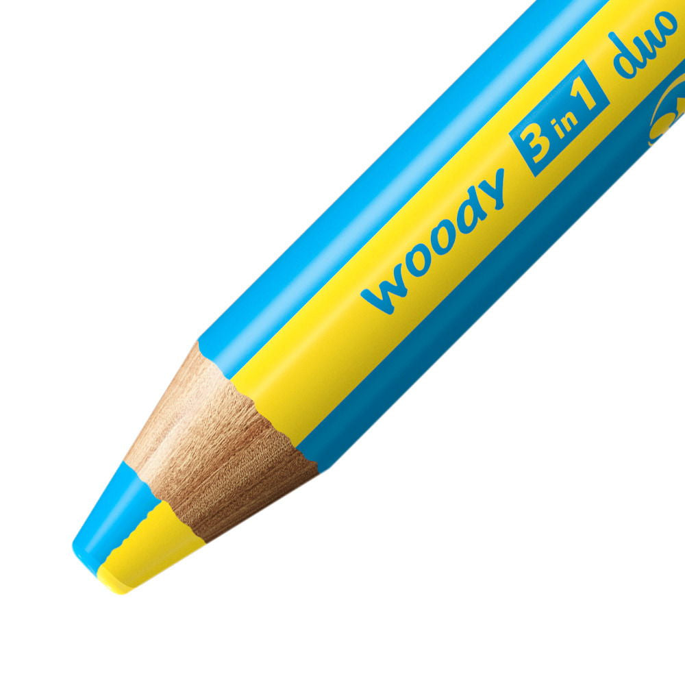 STABILO Woody 3 in 1 Aquarellstift, mehrfarbig, 15er-Set – Ø 10 mm