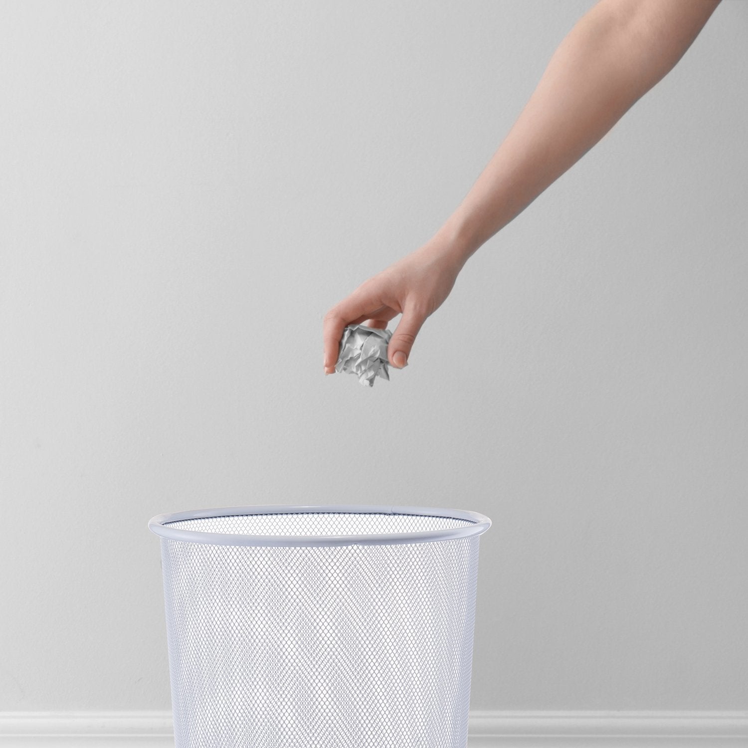 Zeller Present Papierkorb – 15 l – Metall, rund – weiss