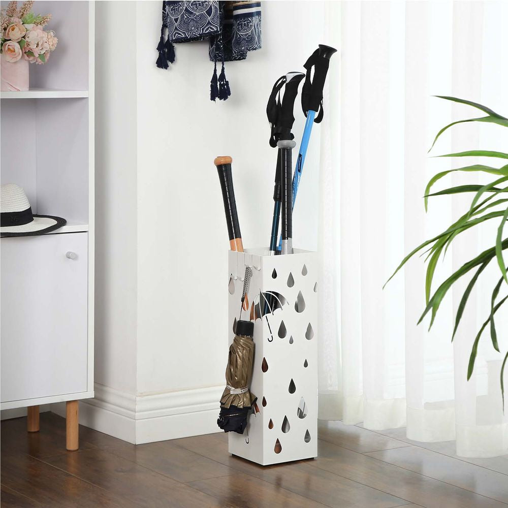 Songmics Schirmständer – Stahl, Weiss, 15,5 × 15,5 × 49 cm
