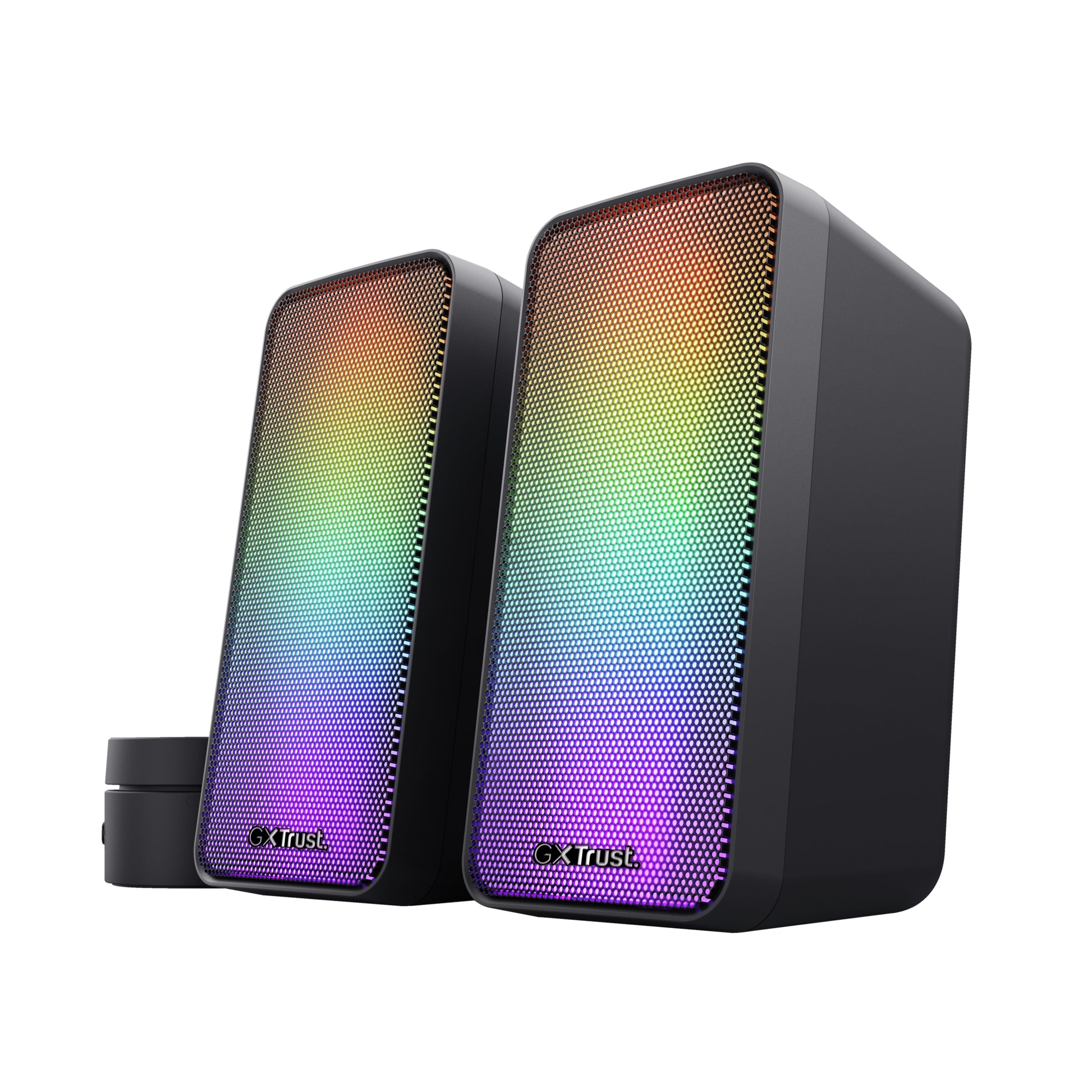 Trust GXT 611 Wezz, Paar – PC-Lautsprecher-Set – 2.0, 12 W, LED-Beleuchtung, 3,5 mm Klinke, Schwarz