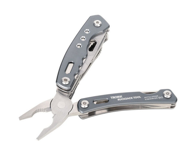 TROIKA Multitool – 15 Funktionen, Taschengrösse, mit Zange, Messer, Säge, Aluminium/Edelstahl