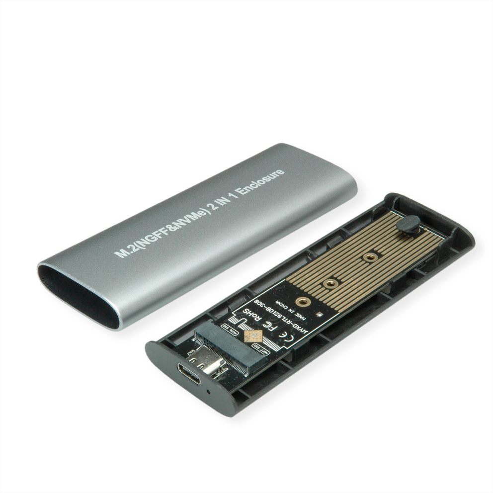 VALUE M.2 SSD-Gehäuse – 1-Bay – USB 3.2 Gen 2 Typ C, für M.2 2242/2260/2280 (M-Key, NVMe)