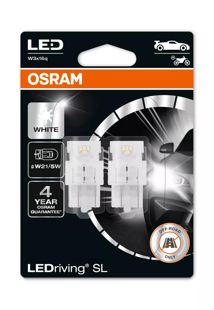 Osram Leuchtmittel W21/5W W3x16q – Kaltweiss 6000 K, 155 lm, 2,7 W – 2 Stk.