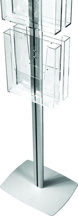 Europel Infoständer A4 – 6 Fächer – Acryl, Stahl, Silber, Transparent – 300×1493×250 mm – 350501