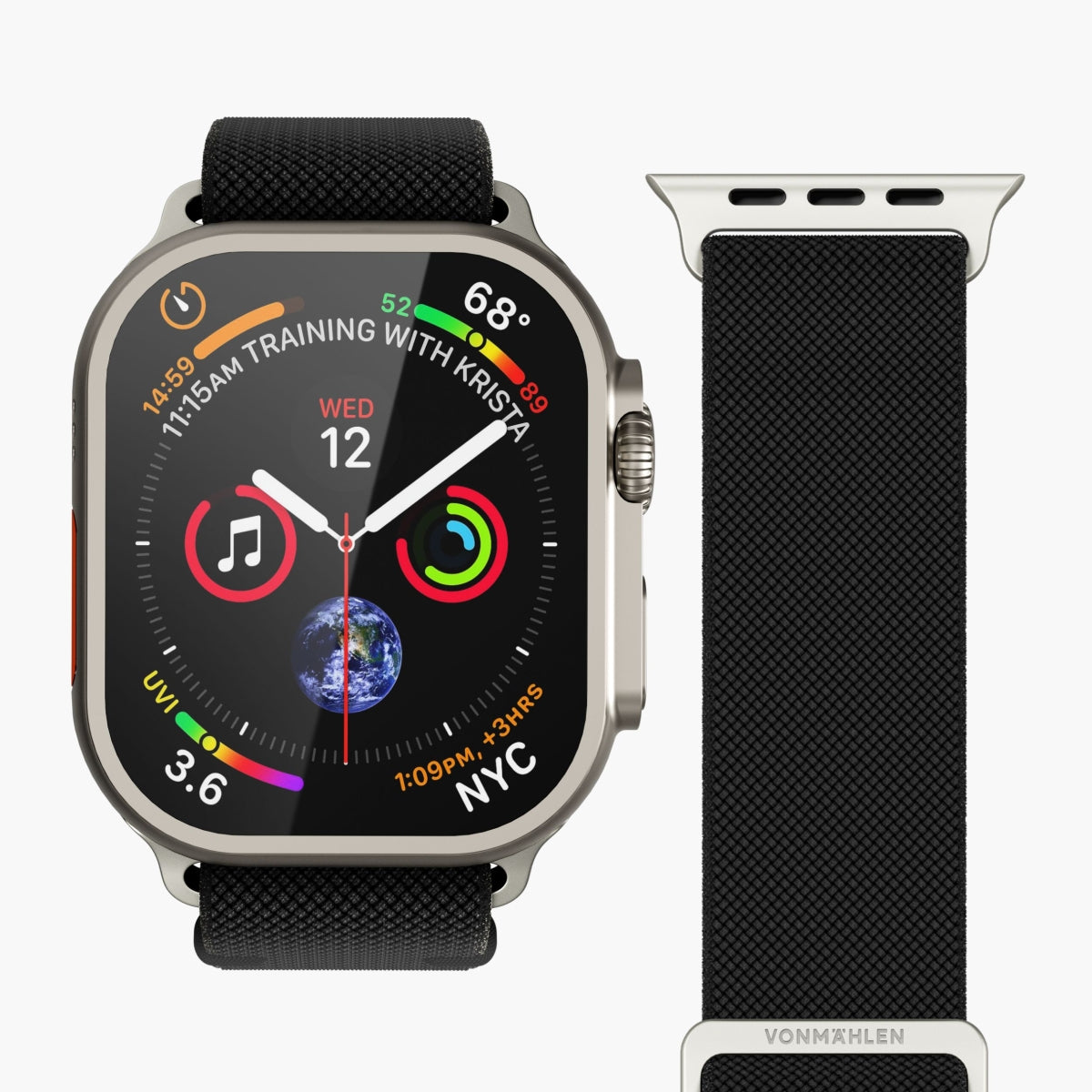 Vonmählen Classic Nylon Loop – Schwarz, für Apple Watch