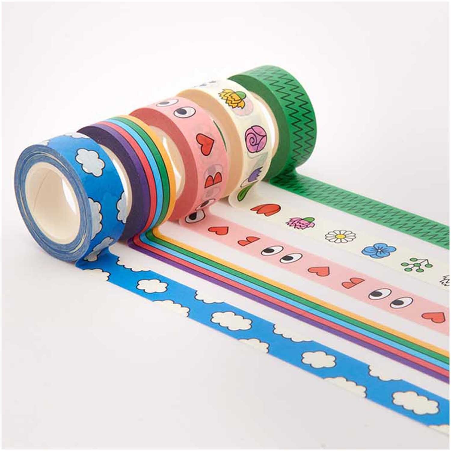 Rico Design Eye Candy Washi Tape – 15 mm × 10 m, mehrfarbig, Papier, wiederablösbar, 5 Rollen