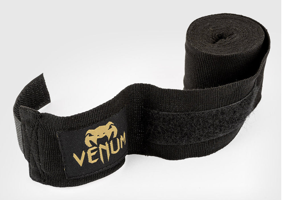 Venum Elastische Boxbandagen Kontact – 4,57 m, 2 Stück – Schwarz/Gold, Baumwolle