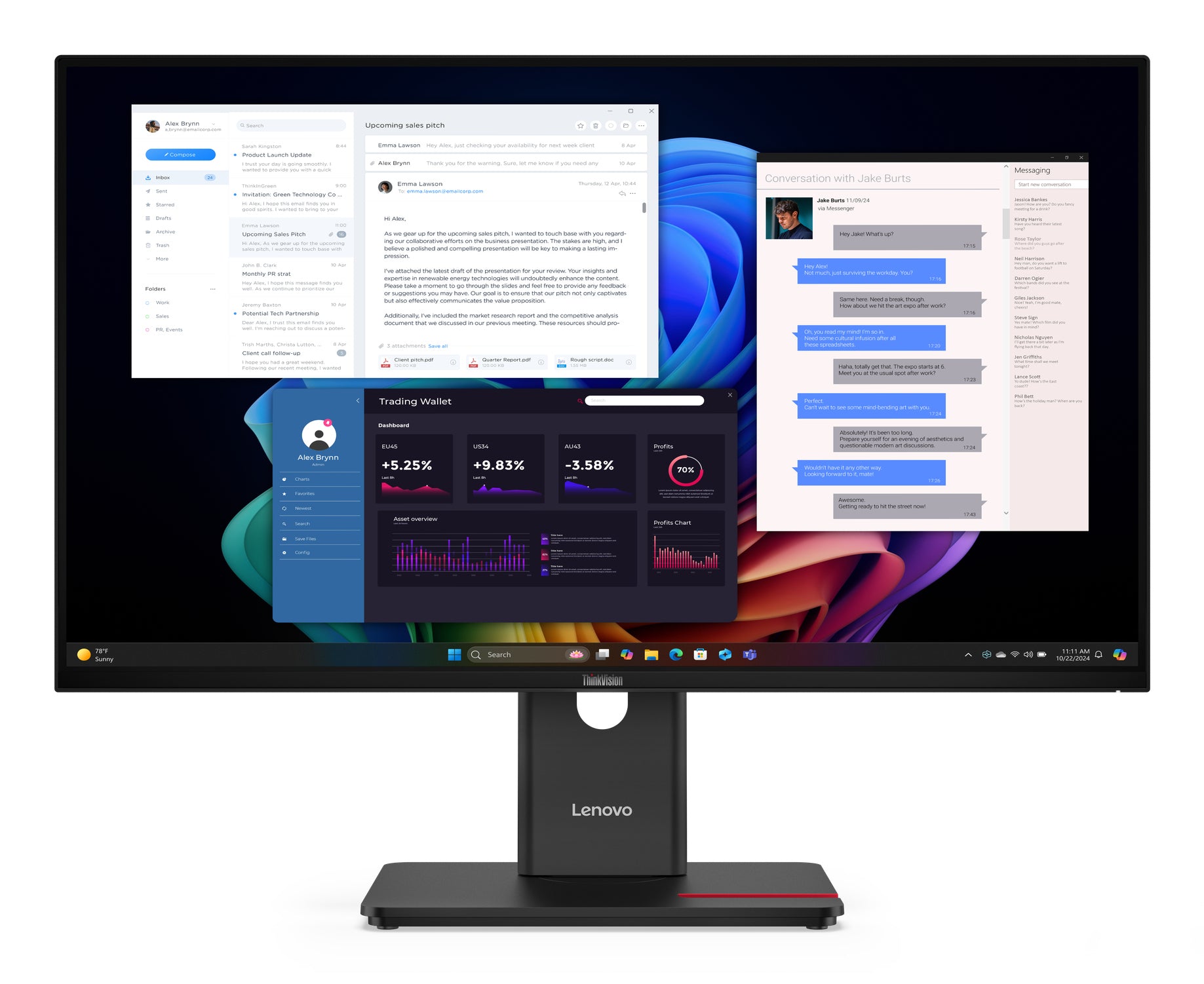 Lenovo ThinkVision T27u-40 – Monitor, 27", IPS, 60 Hz, 350 cd/m², Webcam, USB-C, VESA 100 × 100, Eclipse schwarz