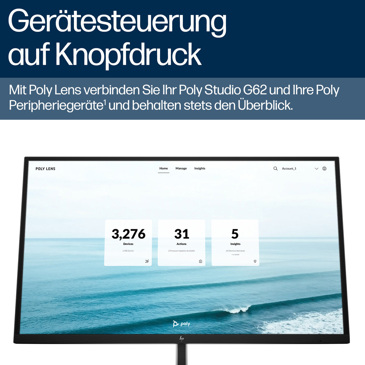 HP Poly Studio G62 – 4K Ultra HD Videokonferenzsystem, für 10 Personen, Schwarz