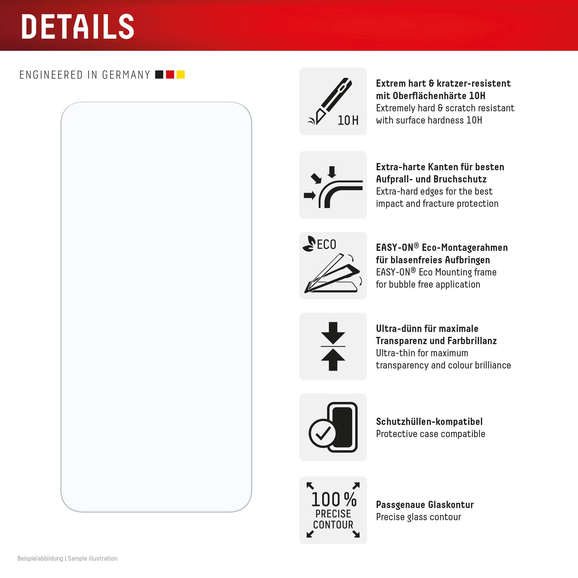 E.V.I. Displayschutz (Panzerglas), 10H – für Galaxy S25 FE/S24 FE – mit Applikator