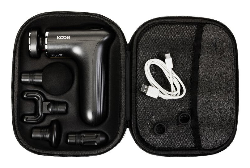 KOOR Massagepistole Thermal Mini – Perkussionsmassage, mit Wärmefunktion – 3 Stufen, Akku (USB) – Schwarz