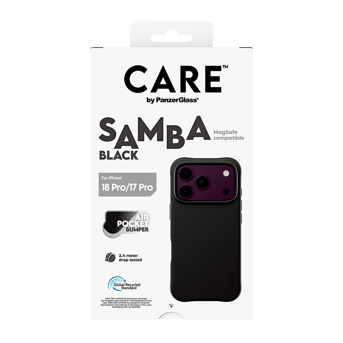 PanzerGlass CARE Samba Backcover – für Apple iPhone 18 Pro / iPhone 17 Pro, MagSafe, TPU, Schwarz