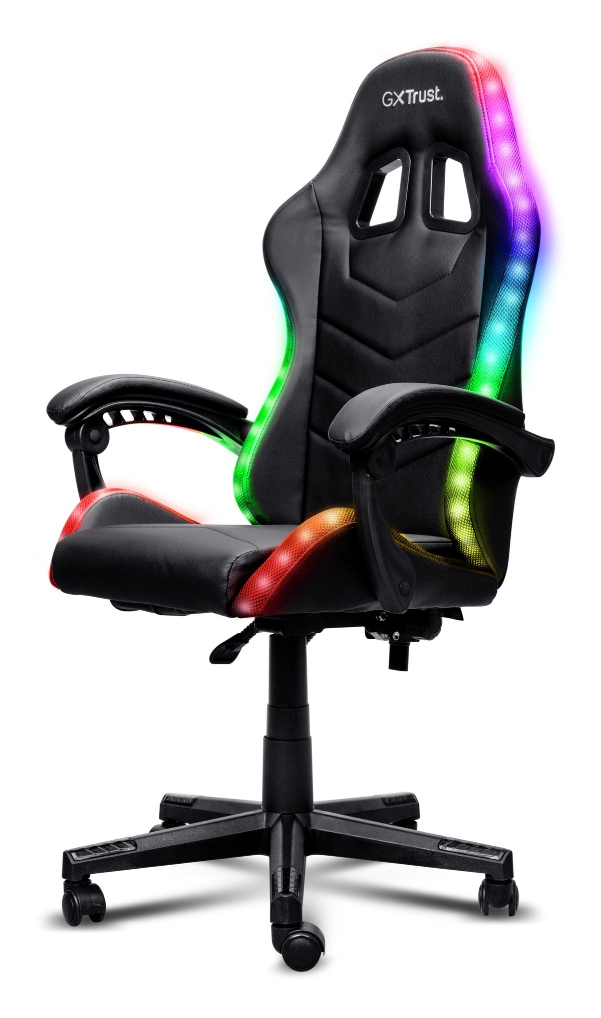 Trust GXT704 Roniq Gaming-Stuhl – Kunstleder – Schwarz, RGB-Beleuchtung, bis 110 kg