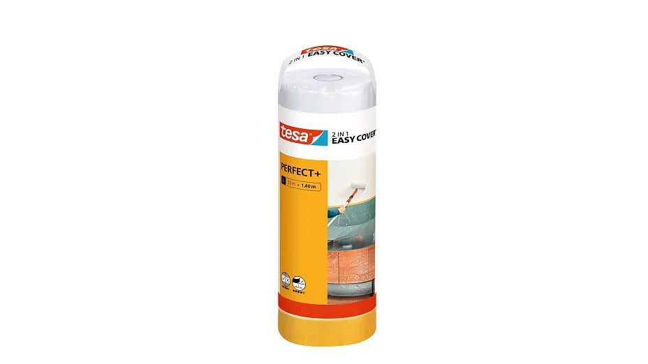 TESA Abdeckfolie mit Band Easy Cover Perfect+ Nachfüllpack, transparent – 1'400 mm × 33,0 m
