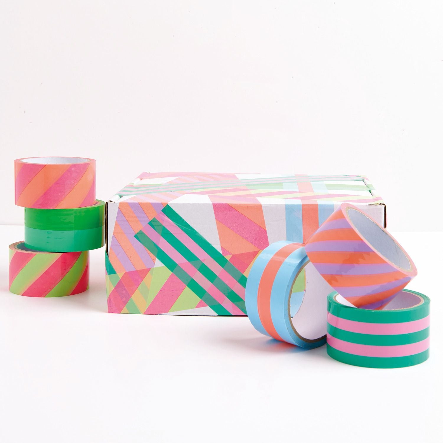 Rico Design Verpackungsklebeband, Papier, Orange, Neonpink, Gemustert, Entfernbare – 50 mm × 32 m – 1 Stück