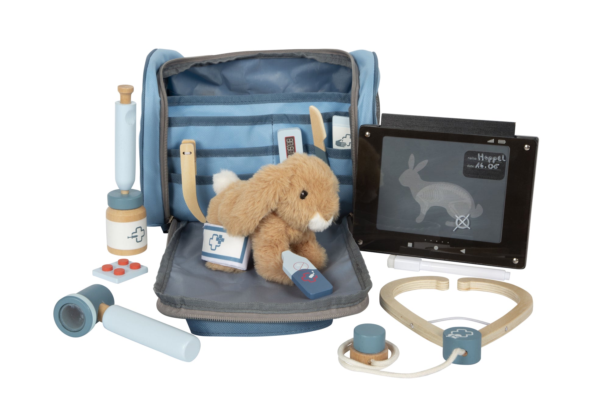 Small foot Tierarzt-Tasche – Hase – inkl. Plüschtier und Arztzubehör – 25,0 × 22,0 × 16,0 cm – ab 3 J.