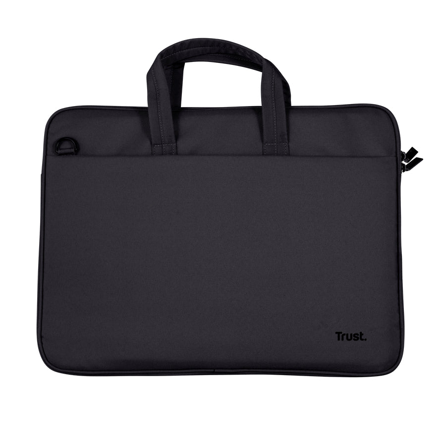 Trust Notebook-Tasche bis 14" – aus recyceltem Polyester, 2 Fächer – Schwarz
