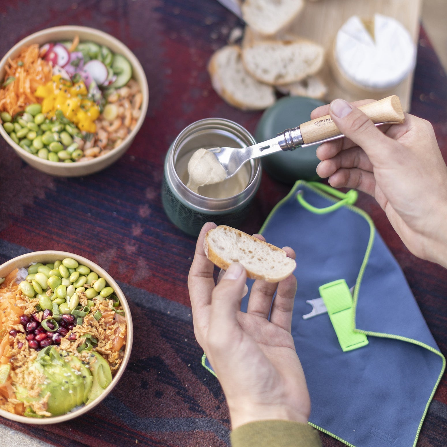 Opinel Picnic Plus Nr. 8 Lunchbox-Besteck – 19,3 cm, Edelstahl, Holzgriff, Braun