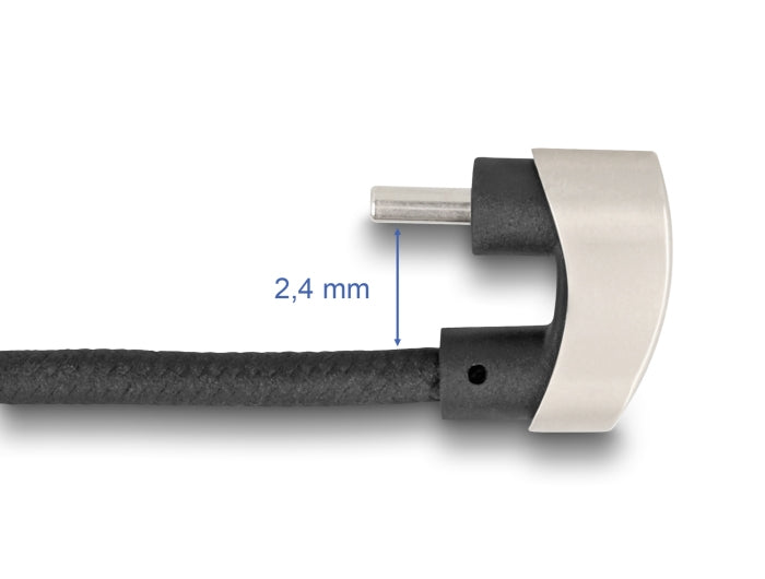 DeLOCK USB-C auf USB-C Kabel – USB 2.0 (480 Mbit/s) – 1 m – PD 60 W – Abgewinkelt, Textilmantel – Schwarz
