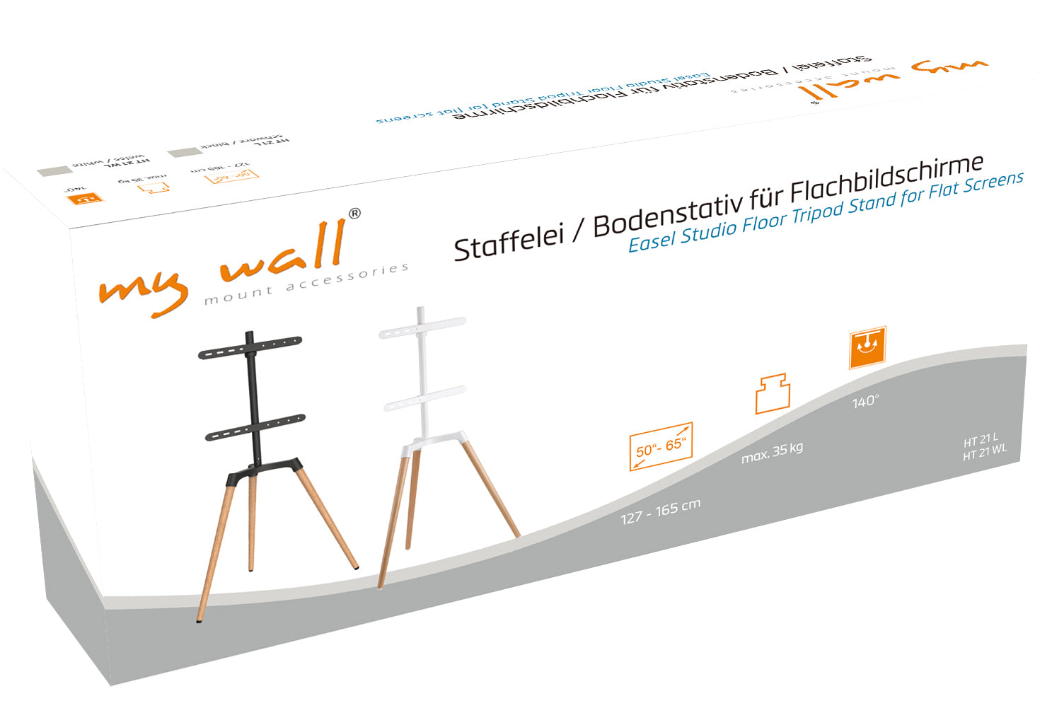 myWall HT21 – Displayständer, drehbar, höhenverstellbar, für 42–65", VESA 200×200–400×400, bis 35 kg, schwarz
