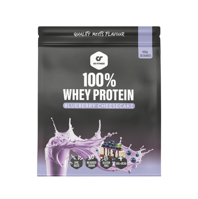 Go Fitness Whey Protein Pulver Blaubeeren & Cheesecake – glutenfrei, ohne Zuckerzusatz – 900 g