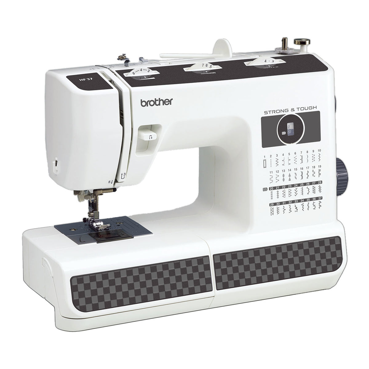 Brother Nähmaschine HF37 – halbautomatisch, Freiarm, 37 Stiche, 800 SPM, Schwarz/Weiss