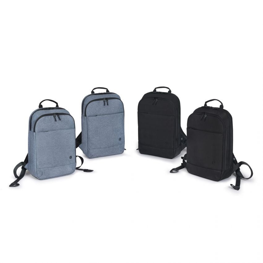 DICOTA Notebook-Rucksack Eco Backpack Slim MOTION – für 14,1", rPET-Polyester – Blue Denim, 270 × 410 × 100 mm