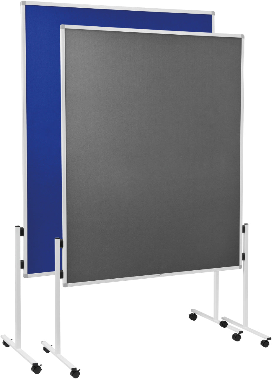 Legamaster Moderationswand – Filz, mit Rollen, doppelseitig – 120 × 150 cm – Grau, Alurahmen