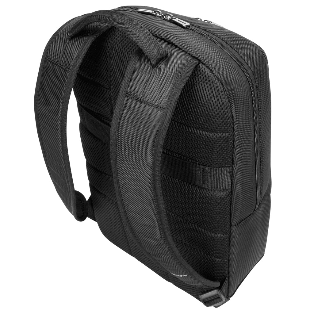Targus Notebook-Rucksack bis 16" – Trolley-Haltegurt, Wasserflaschenhalterung – Schwarz/Grau