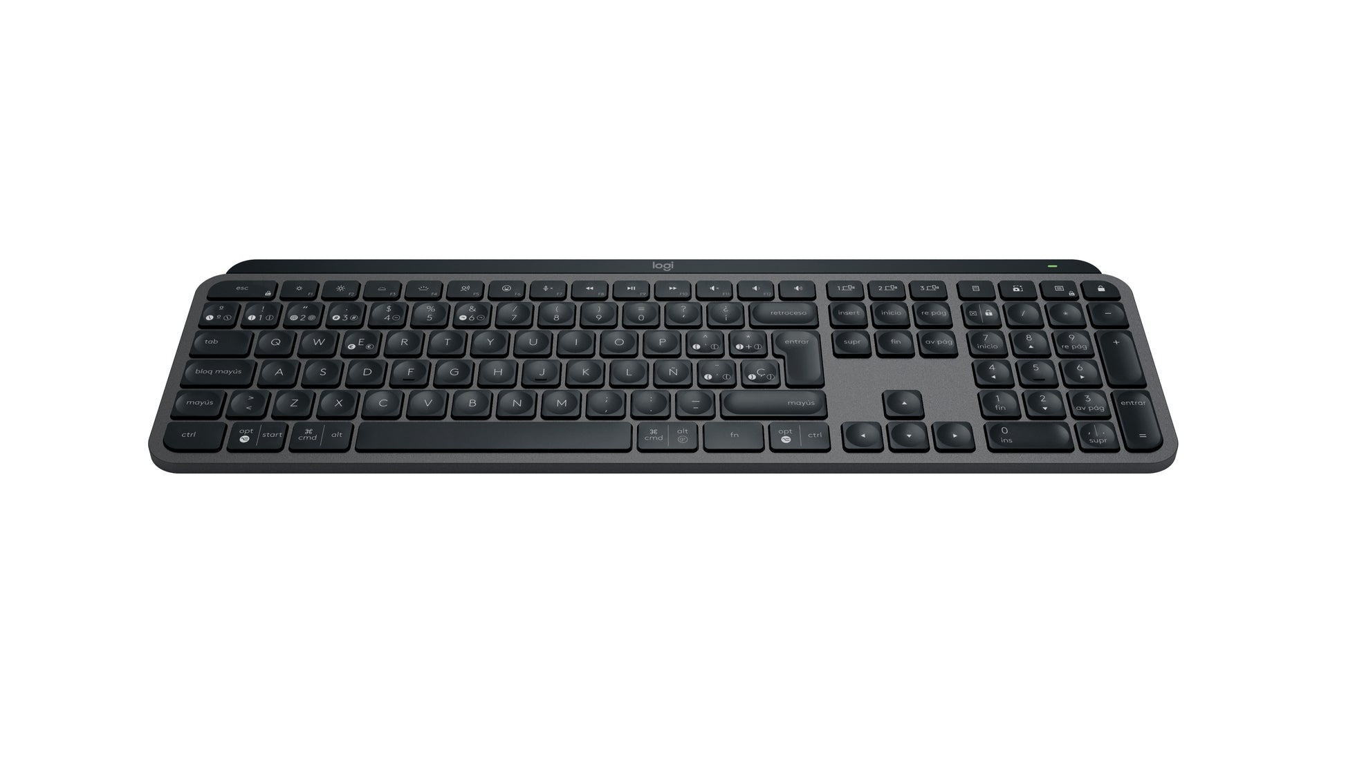 Logitech MX Keys S – Tastatur – Scherenmechanik – Bluetooth & 2,4 GHz (Nano-Empfänger USB-A) – Beleuchtet – Graphit