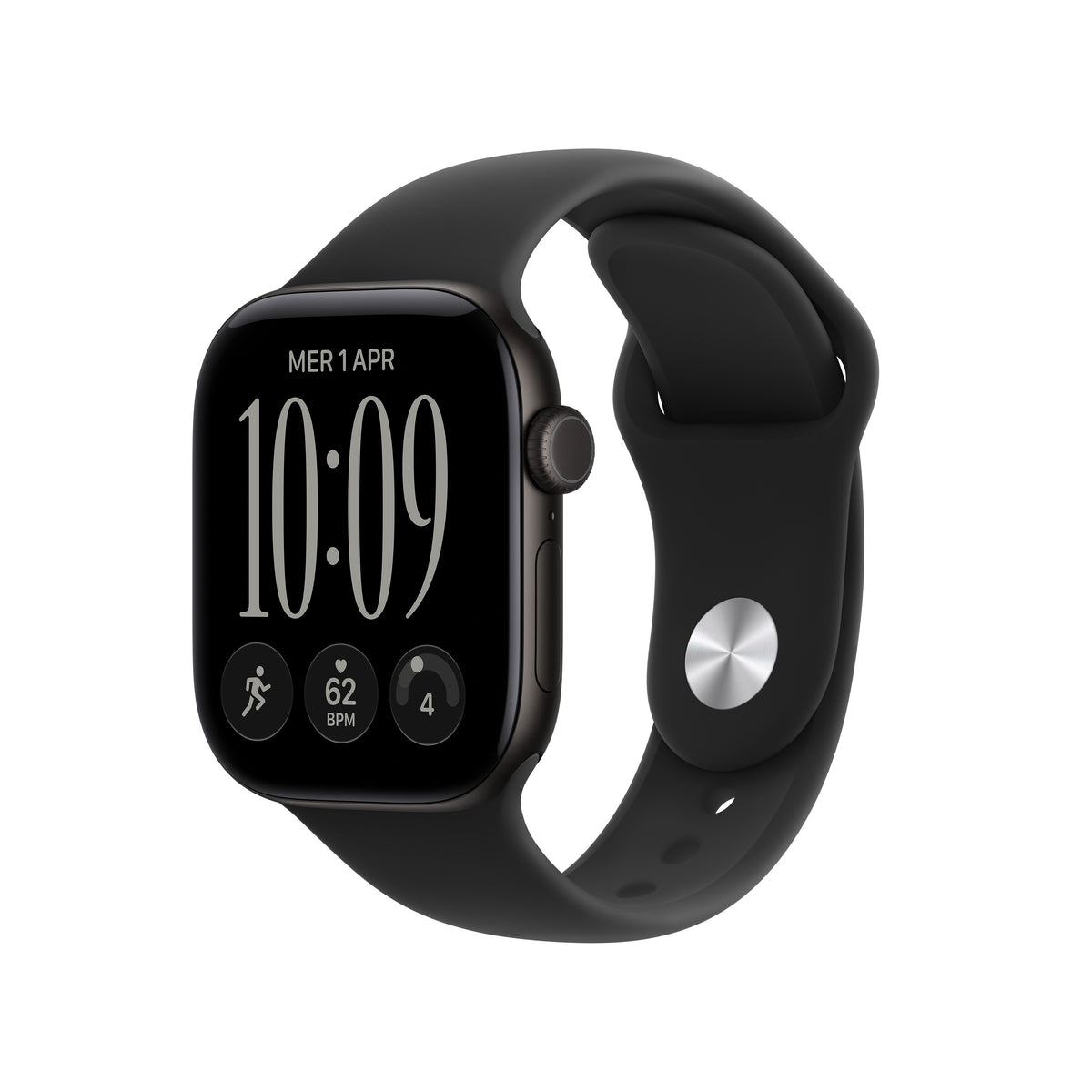Apple Watch Series 12 42 mm GPS – Aluminium Schwarz, Sportarmband, M/L, 50 m, für iPhone