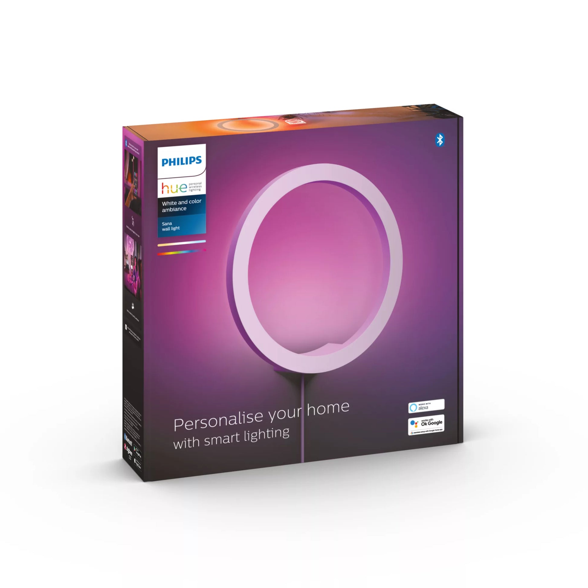Philips by Signify Philips Hue Wandleuchte Sana – 1400 lm, 20 W, 2000–6500 K, dimmbar, weiss