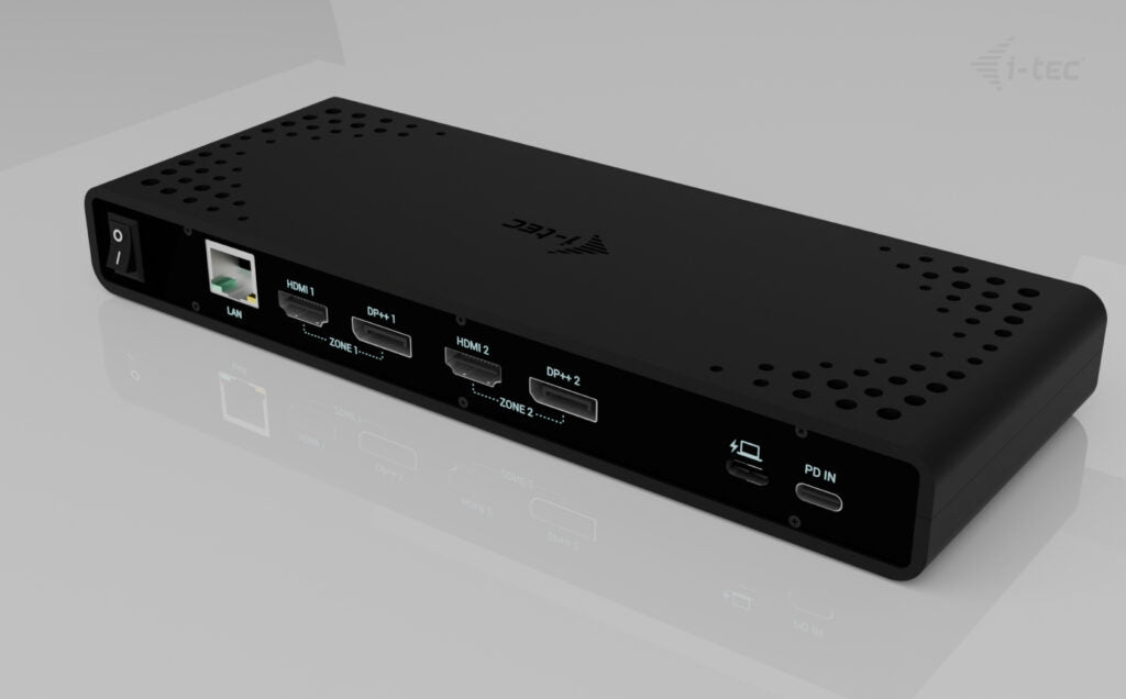 I-TEC Uni Dual 4K Dockingstation – USB-C, 2× DP, 2× HDMI, 4× USB-A, 85 W PD, GbE, für Windows/Mac