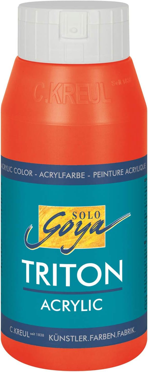 KREUL Acrylfarbe – Rot (Genuine Red), wasserfest – 750 ml – für Papier, Holz, Leinwand