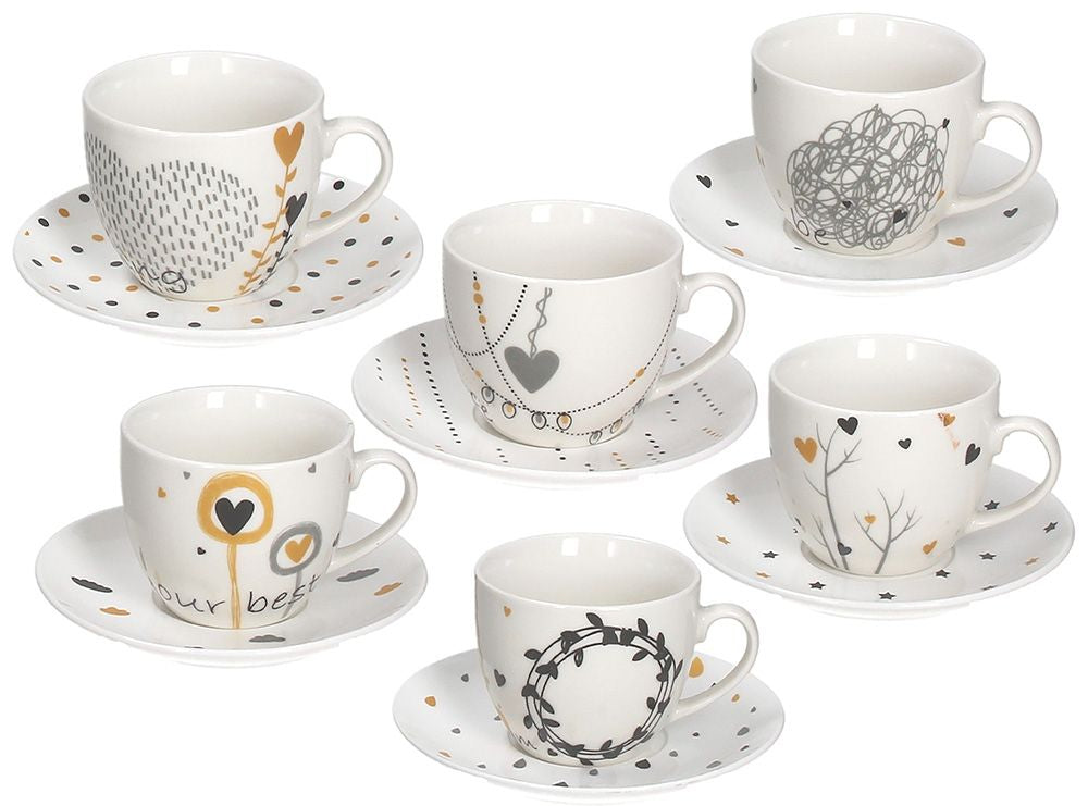 Tognana Porcellane Tognana Kaffeetassen-Set Iris – 6er Set, 200 ml, Knochenporzellan, spülmaschinenfest