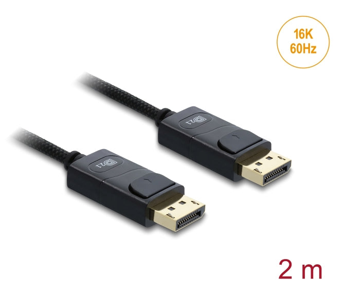 DeLOCK DisplayPort Kabel DP 2.1 16K 60 Hz – 2 m – HDR, geflochten