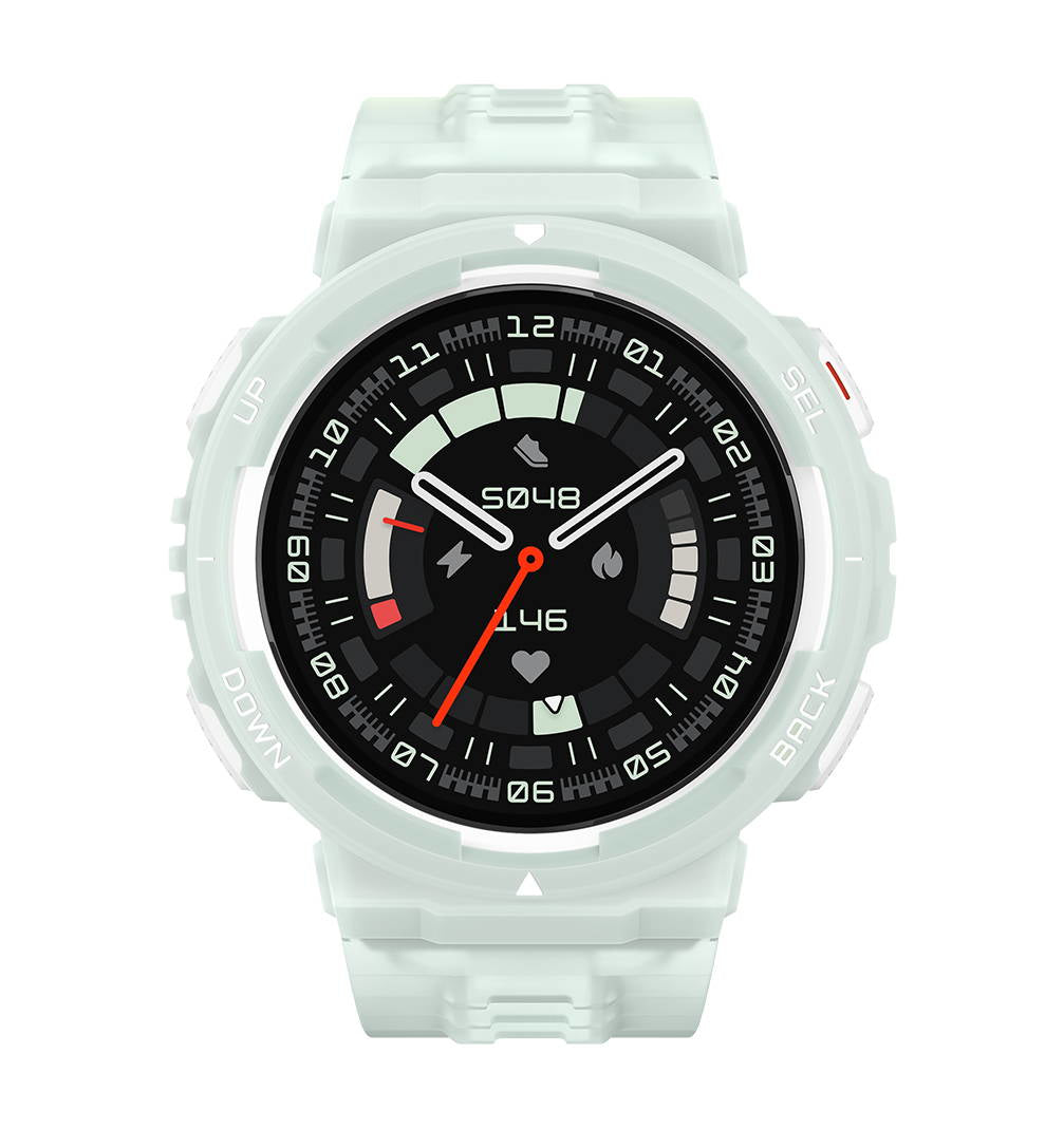 Amazfit Active Edge – Smartwatch – 46,62 mm, 1,32", GPS, Bluetooth 5.2, TFT, 10 ATM, Mintgrün, TPU-Band