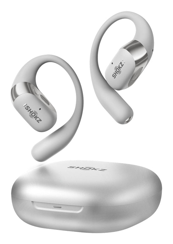 SHOKZ OpenFit 2+ Office-Headset – Ohrbügel, Stereo, BT, ANC, Qi-Laden, Grau, BT 5.4
