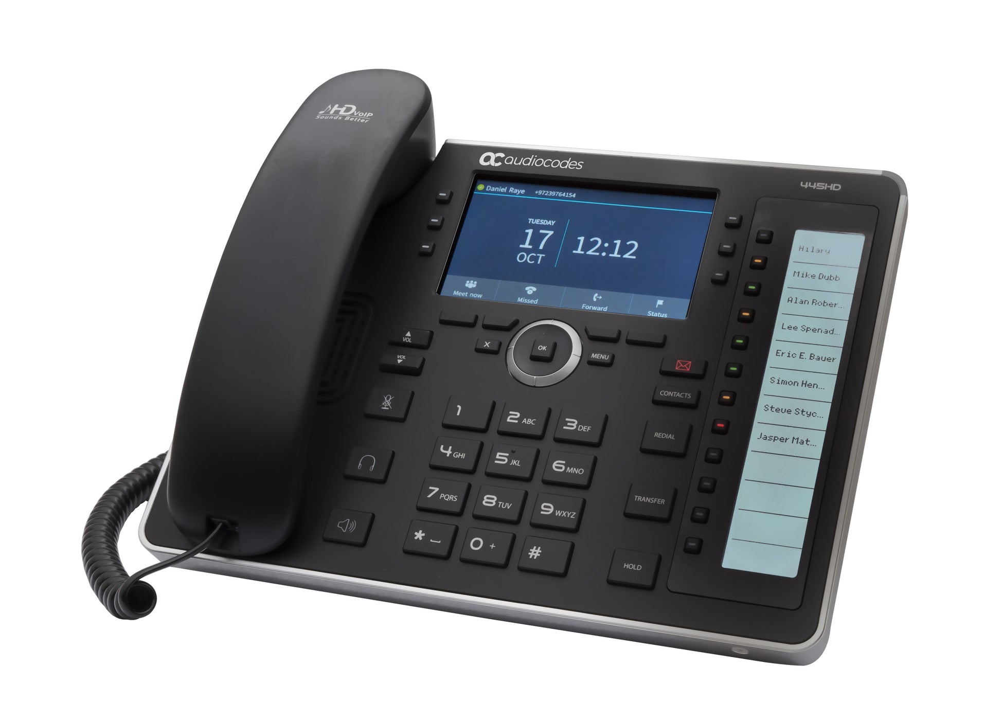 AudioCodes 445HD – IP-Telefon, PoE, 2 Ethernet-Ports 10/100/1000, Schwarz