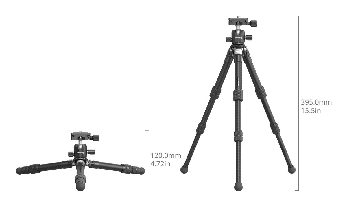SmallRig 5026 Carbon-Faser Pocket-Stativ – bis 39,5 cm, 5 kg – Schwarz