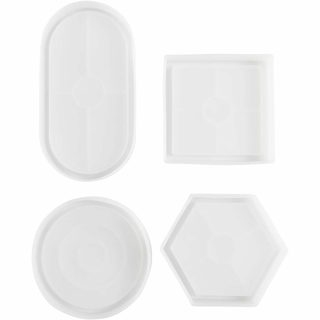 Creativ Company Giessform – Silikon – 112 × 112 × 10 mm – 4 Stück – Weiss