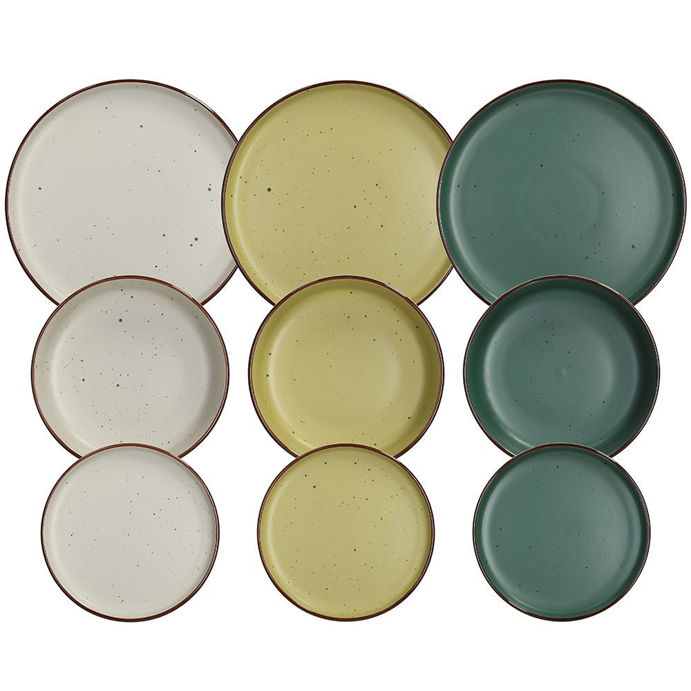 Tognana Porcellane Tognana Tellerset – 18-teiliges Set, Ø 27/20,5/18,5 cm, Steingut, Mehrfarbig, spülmaschinenfest