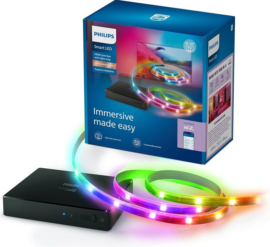 Philips by Signify HDMI Sync Box TV-Hintergrundbeleuchtungs-Set – HDMI 2.0, Wi‑Fi + Bluetooth – für 55–65" Fernseher